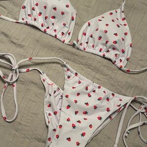 Strawberry Print Bikini Set